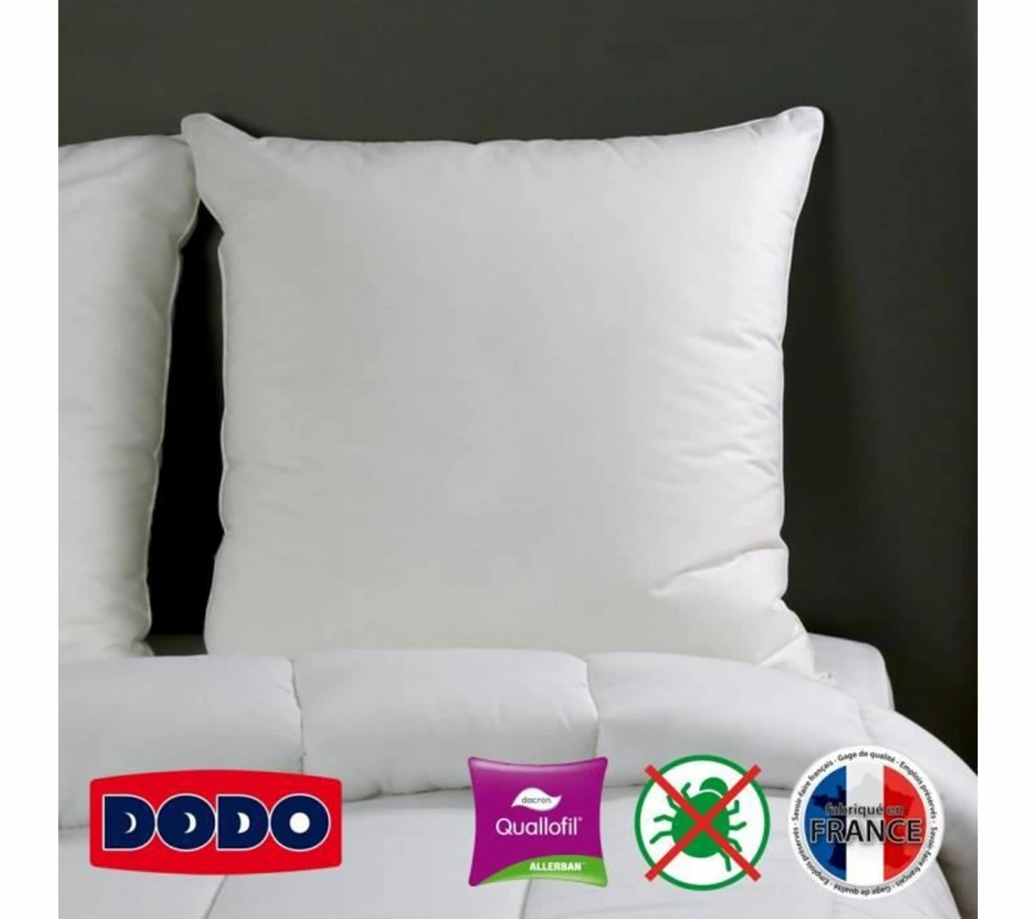 Sortie ❤️ DODO Oreiller Grand Luxe Quallofil Allerban 60x60 Cm Blanc ⭐ 4 Sortie ❤️ DODO Oreiller Grand Luxe Quallofil Allerban 60x60 Cm Blanc ⭐ – Image 2