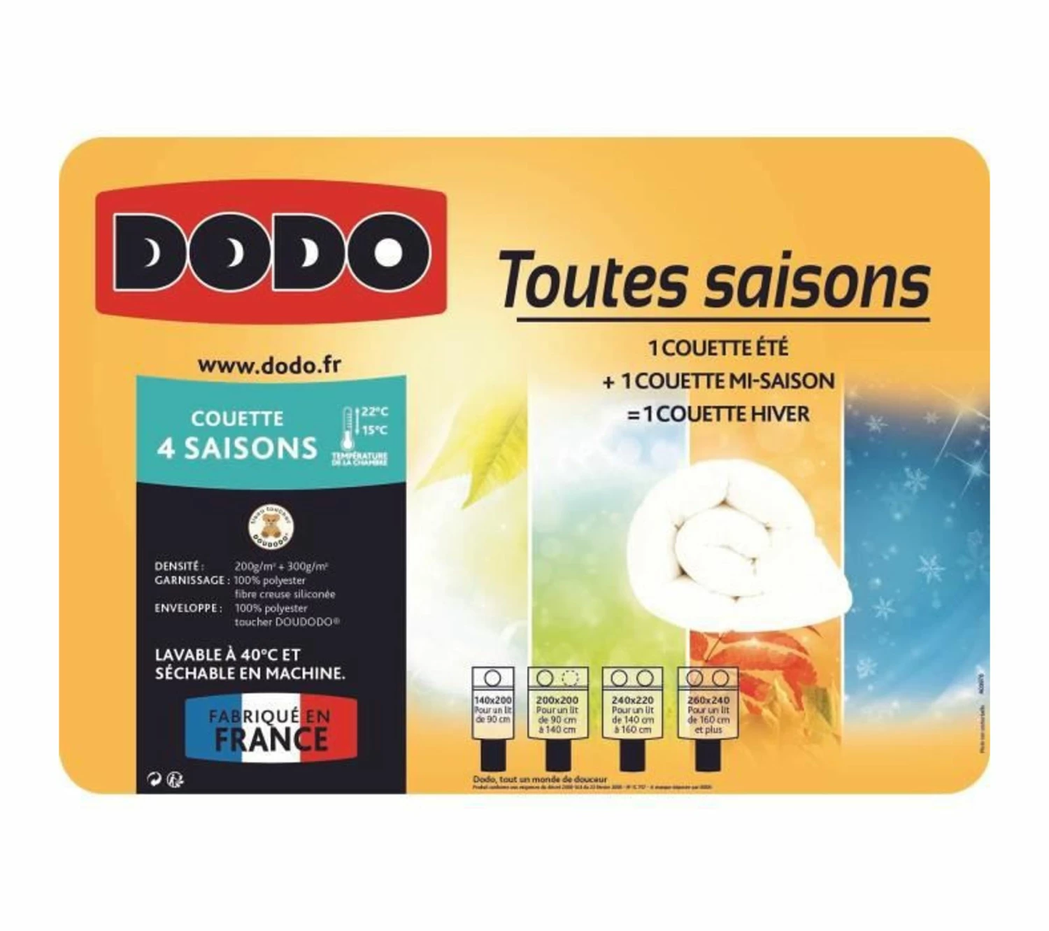 Offres 👏 DODO Couette 4 Saisons Polyester 300 Gr/m² 140x200 Cm Blanc 🔥 5 Offres 👏 DODO Couette 4 Saisons Polyester 300 Gr/m² 140x200 Cm Blanc 🔥 – Image 3