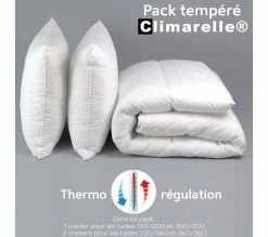 Budget 😀 DODO Pack Climarelle® Thermorégulation Couette Temperee+oreiller 220 X 240 Cm Blanc 🔥