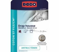 Nouveau 😀 Drap housse blanc 160x200 cm DODO COTON 😀 -Doublures de lit Soldes 3609251731823 Z9
