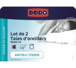 Meilleure vente 🤩 2 taies doreillers 65x65 cm DODO COTON BLANC 😀 -Doublures de lit Soldes 3609251732349 Z9