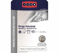 Le moins cher 🎉 Drap housse 140x190 cm DODO PERCALE bleu marine 😉 -Doublures de lit Soldes 3609251732615 Z9