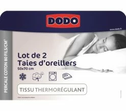 Bon marché 👏 2 taies doreillers 50x70 cm DODO PERCALE GRIS CLAIR 💯 -Doublures de lit Soldes 3609251733100 Z9